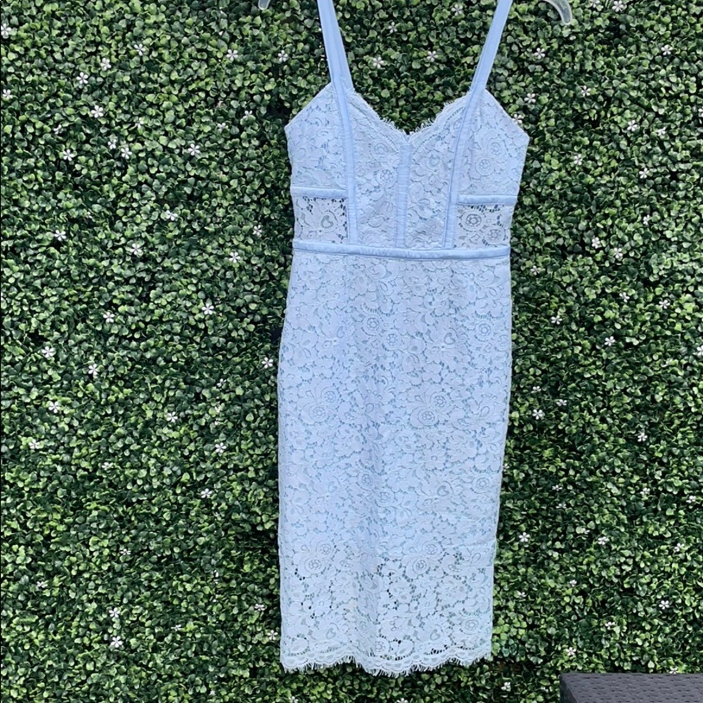 Lace light blue midi dress